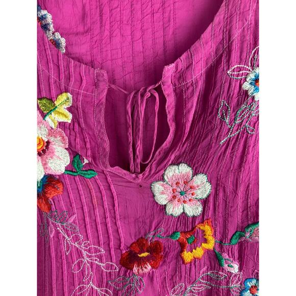 *Damaged* Johnny Was Floral Embroidered Molly Pleated Tunic Plus Size 1X HW6561 - Picture 12 of 14